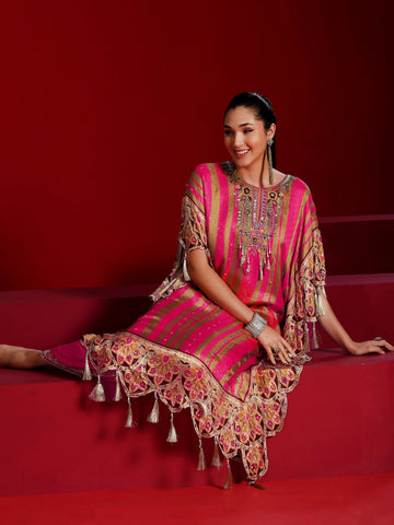Libas Art Pink Printed Silk Blend Co-Ords
