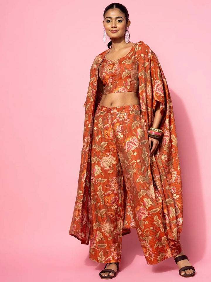 Rust Printed Cotton Co-Ords - Libas