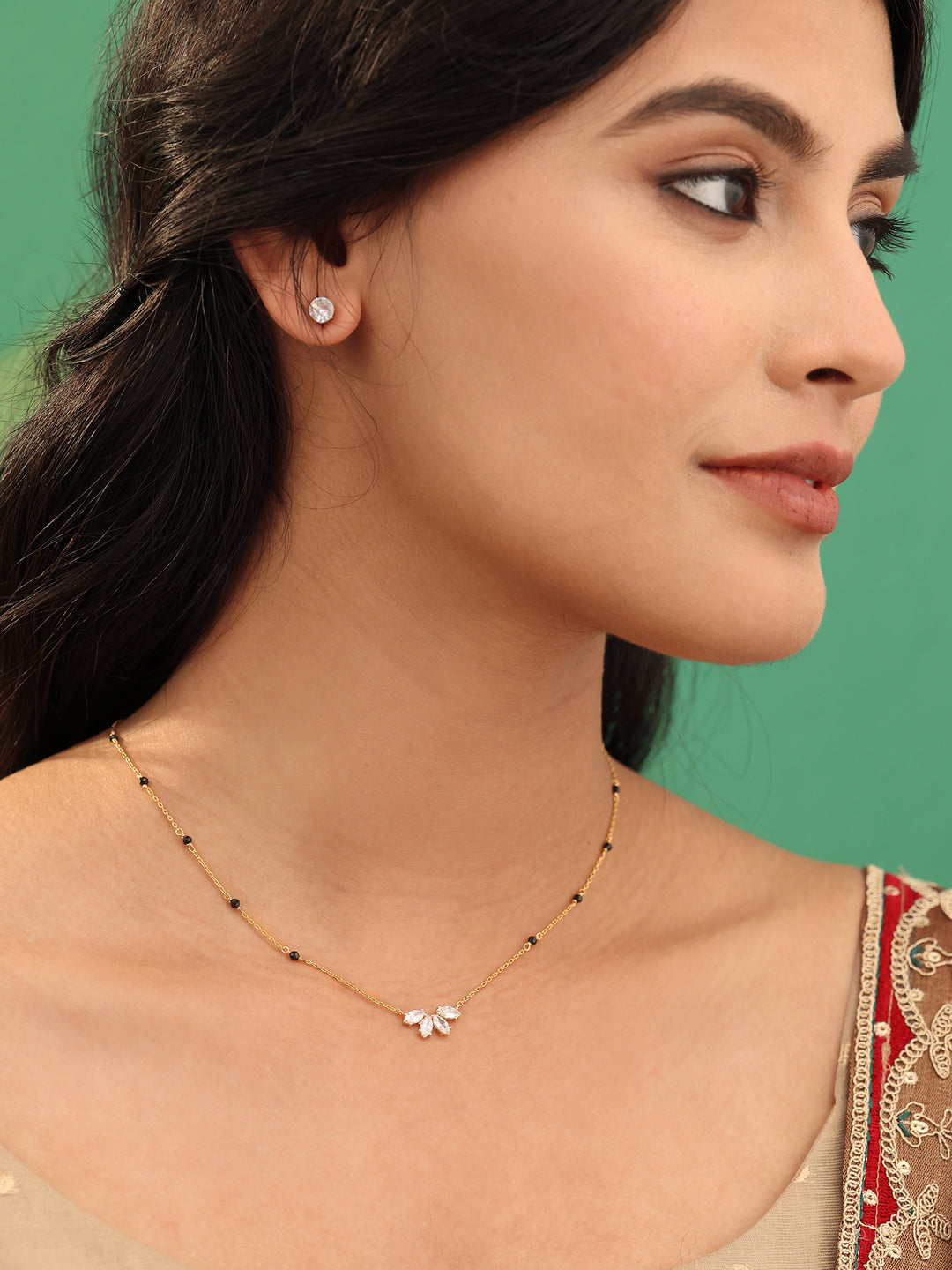  Libas Gold Plated Mangalsutra with Floral Pendant 