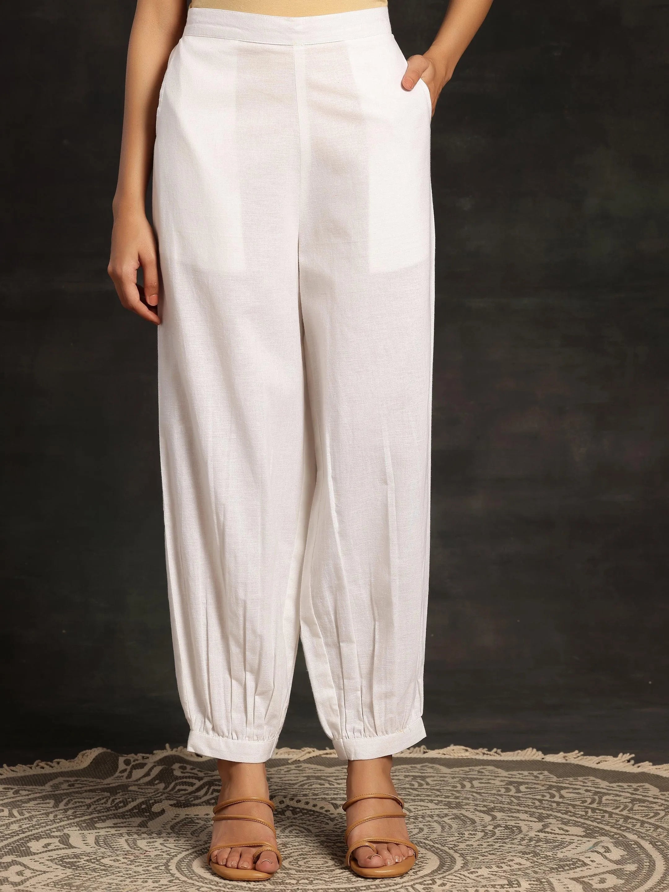 libas White Solid Cotton Salwar-picture-52
