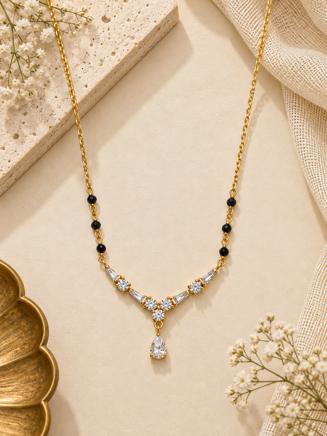  Libas Tear Drop Design 18K Gold Plated Mangalsutra 