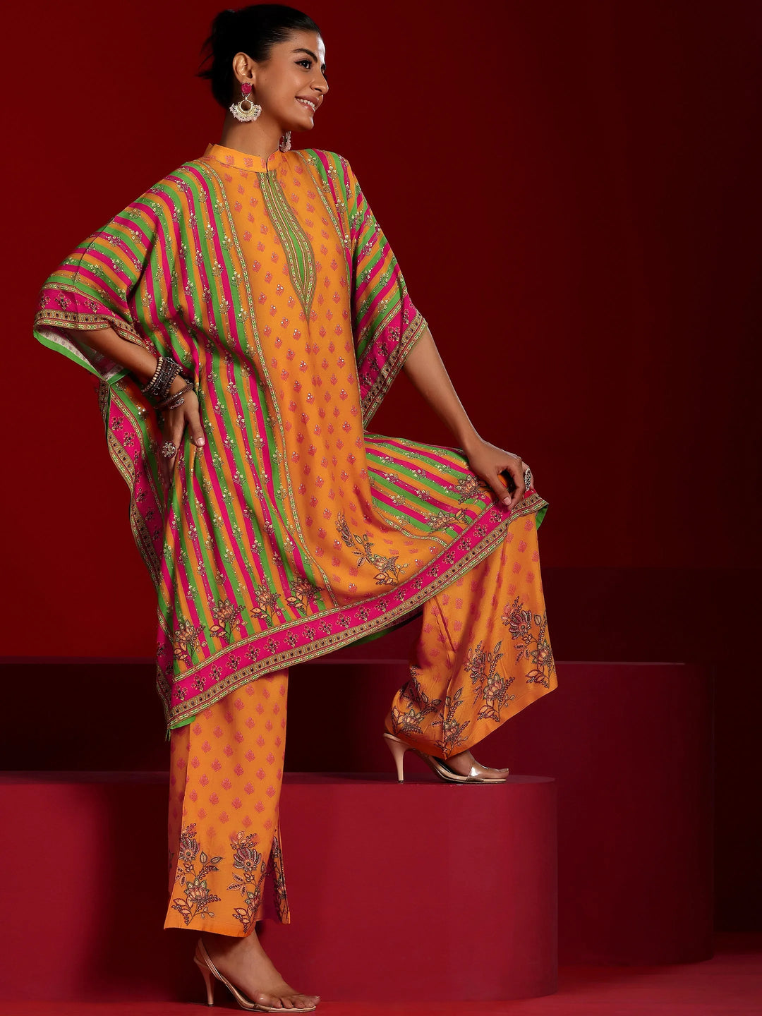  Libas Art Mustard Printed Muslin Co-Ords 