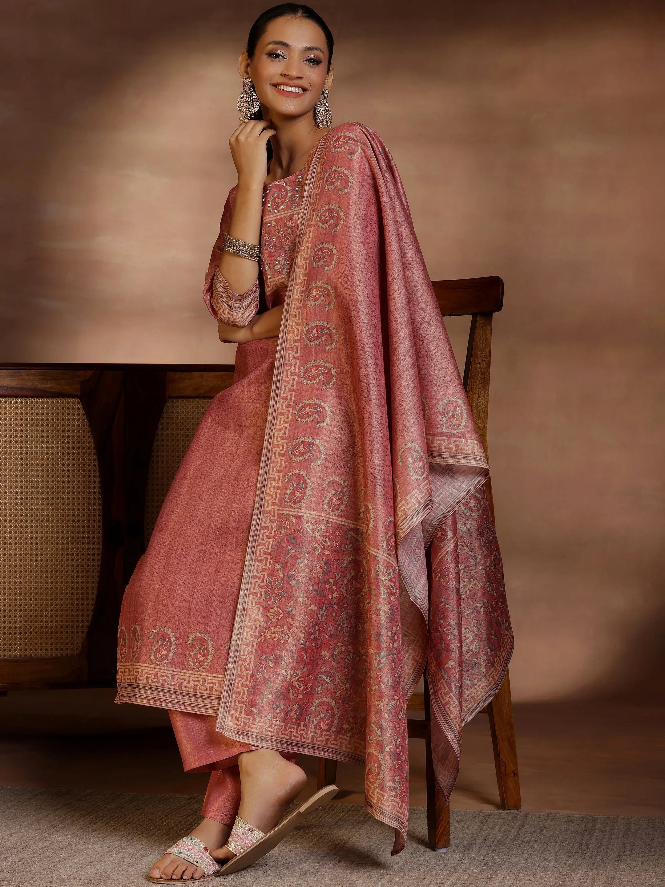 libas Pink Printed Silk Straight Suit With Dupatta-picture-53