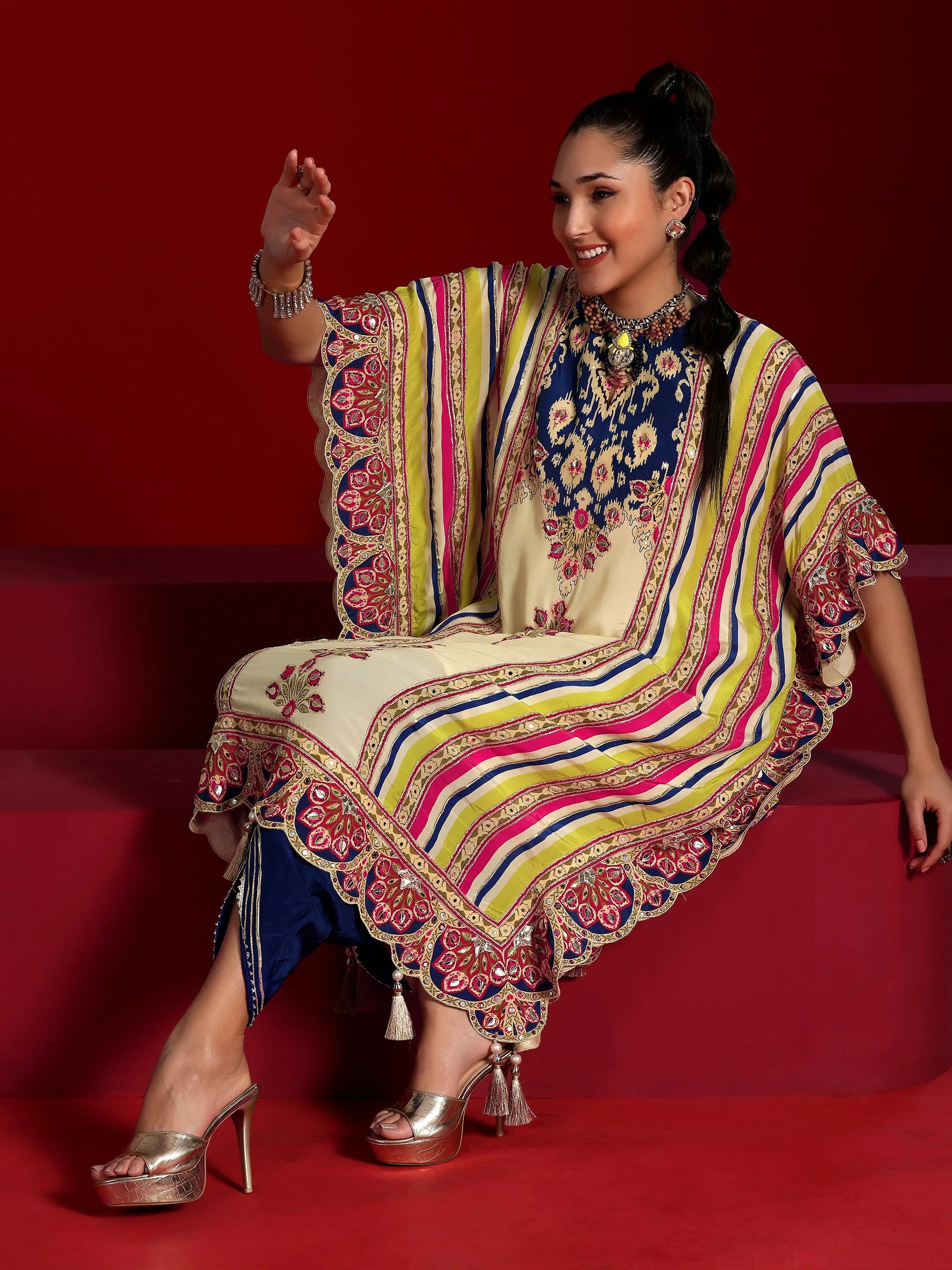 Libas Art Multi Printed Silk Blend Co-Ords-picture-35