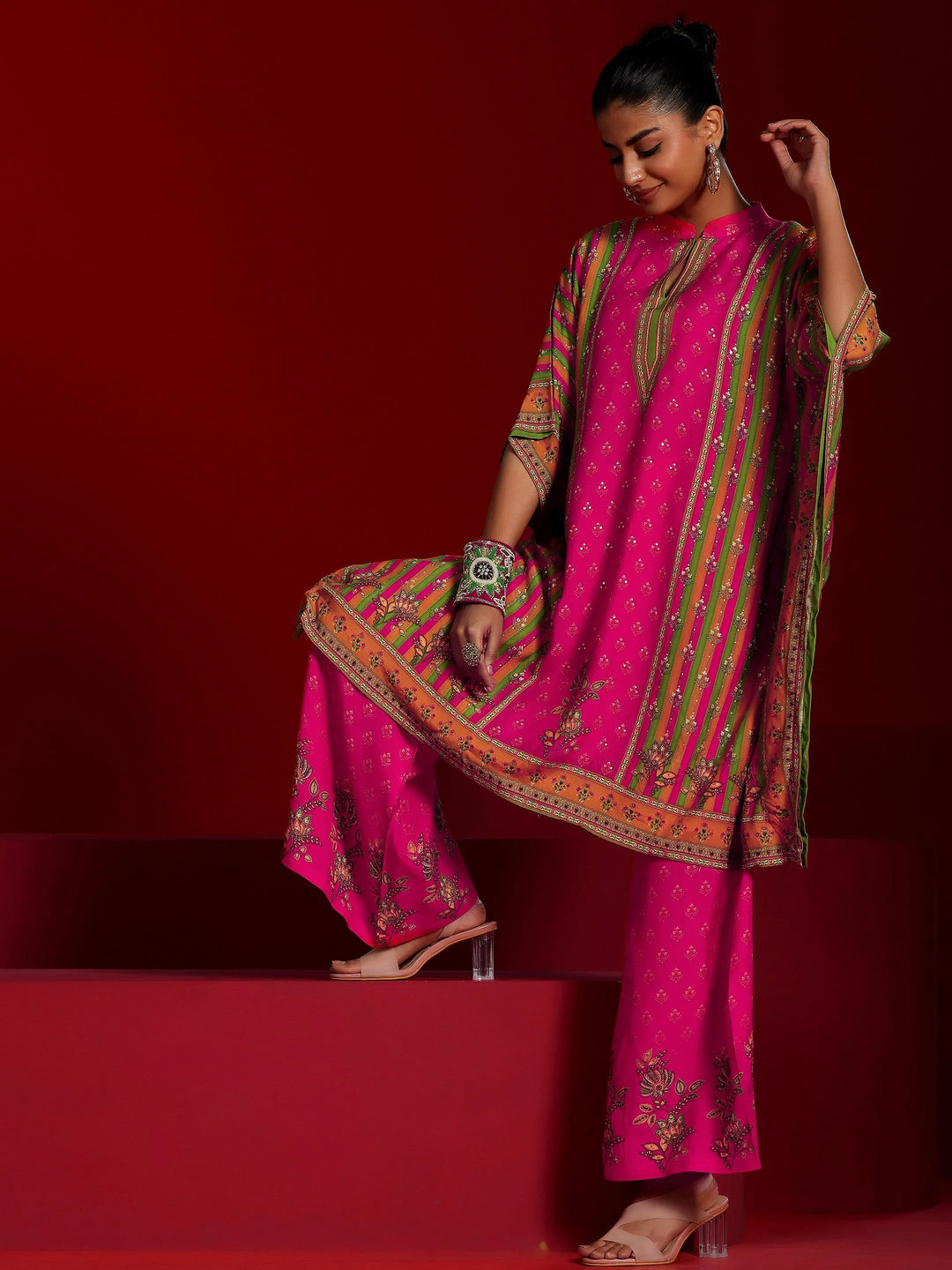  Libas Art Pink Printed Muslin Co-Ords 