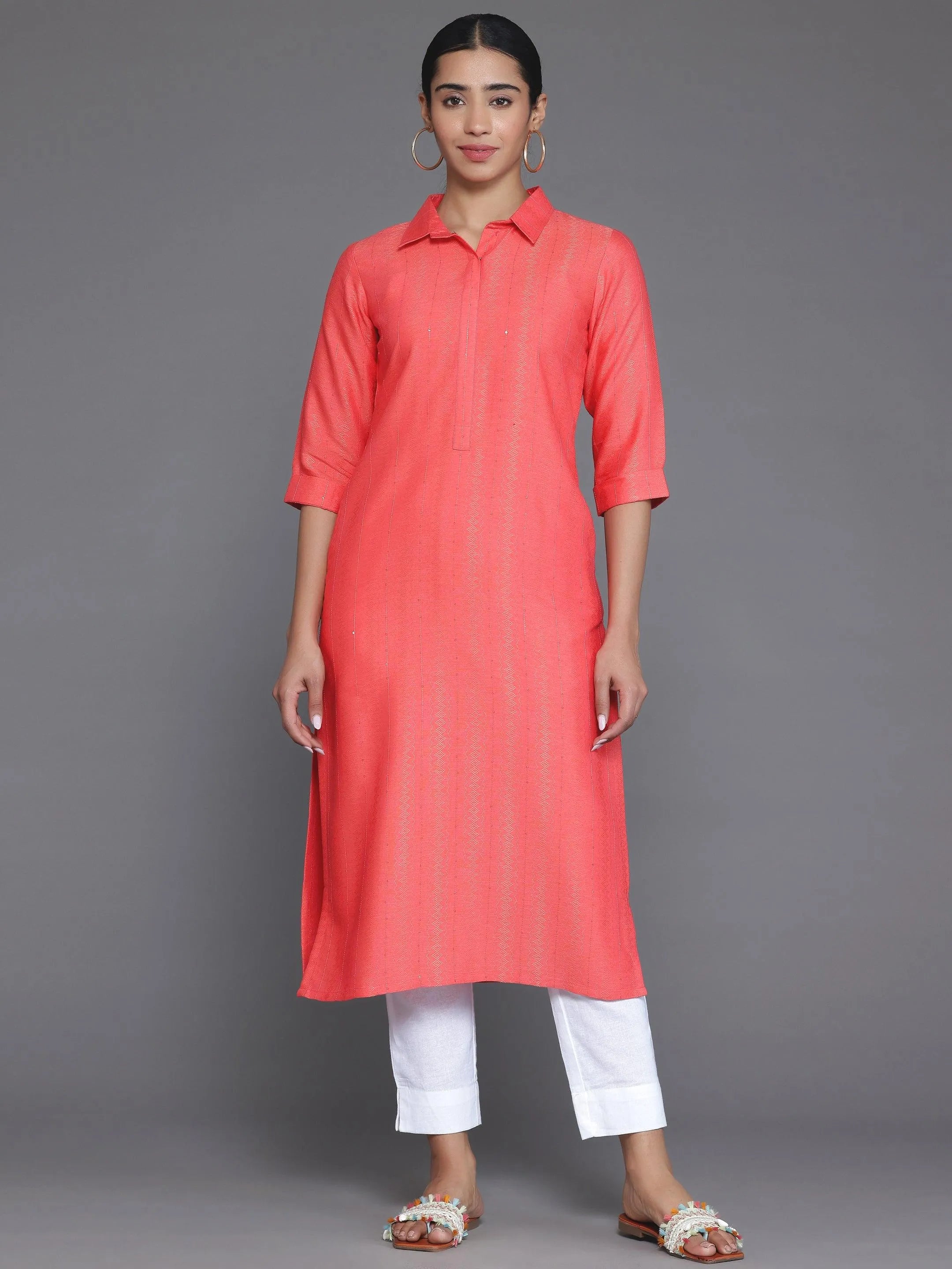 libas Coral Woven Design Cotton Straight Kurta-picture-57