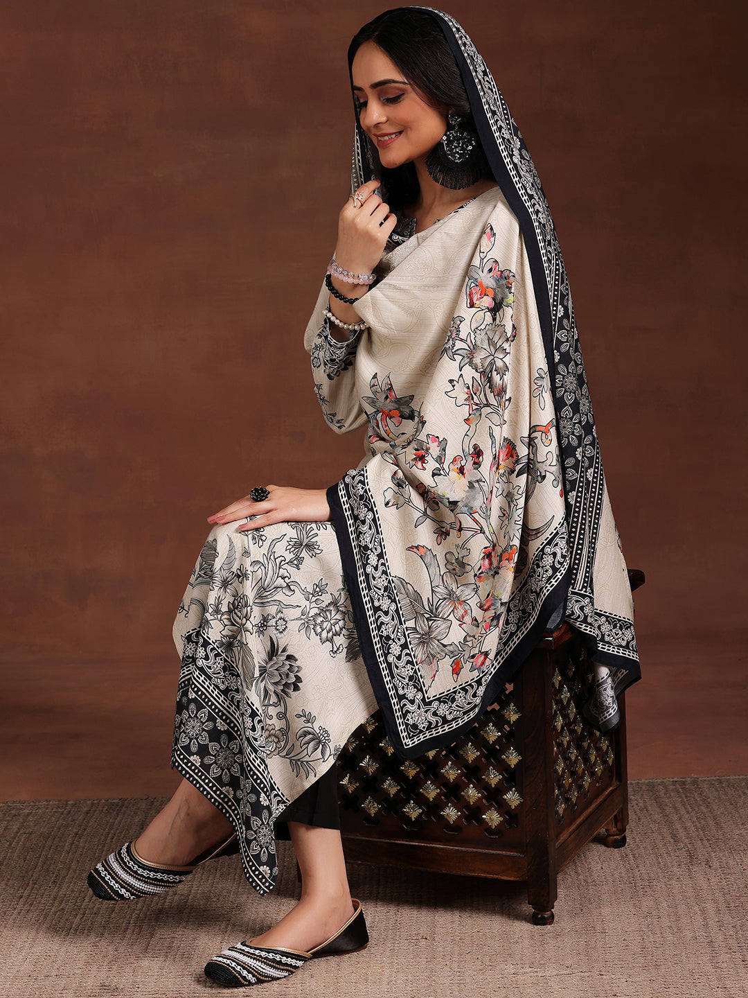 libas Monochrome Printed Cotton Blend Straight Suit With Dupatta-picture-32