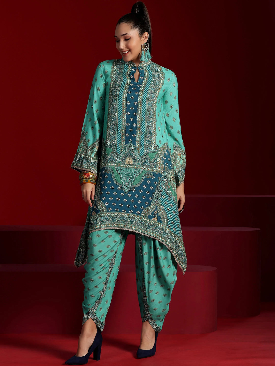  Libas Art Green Printed Muslin Co-Ords 