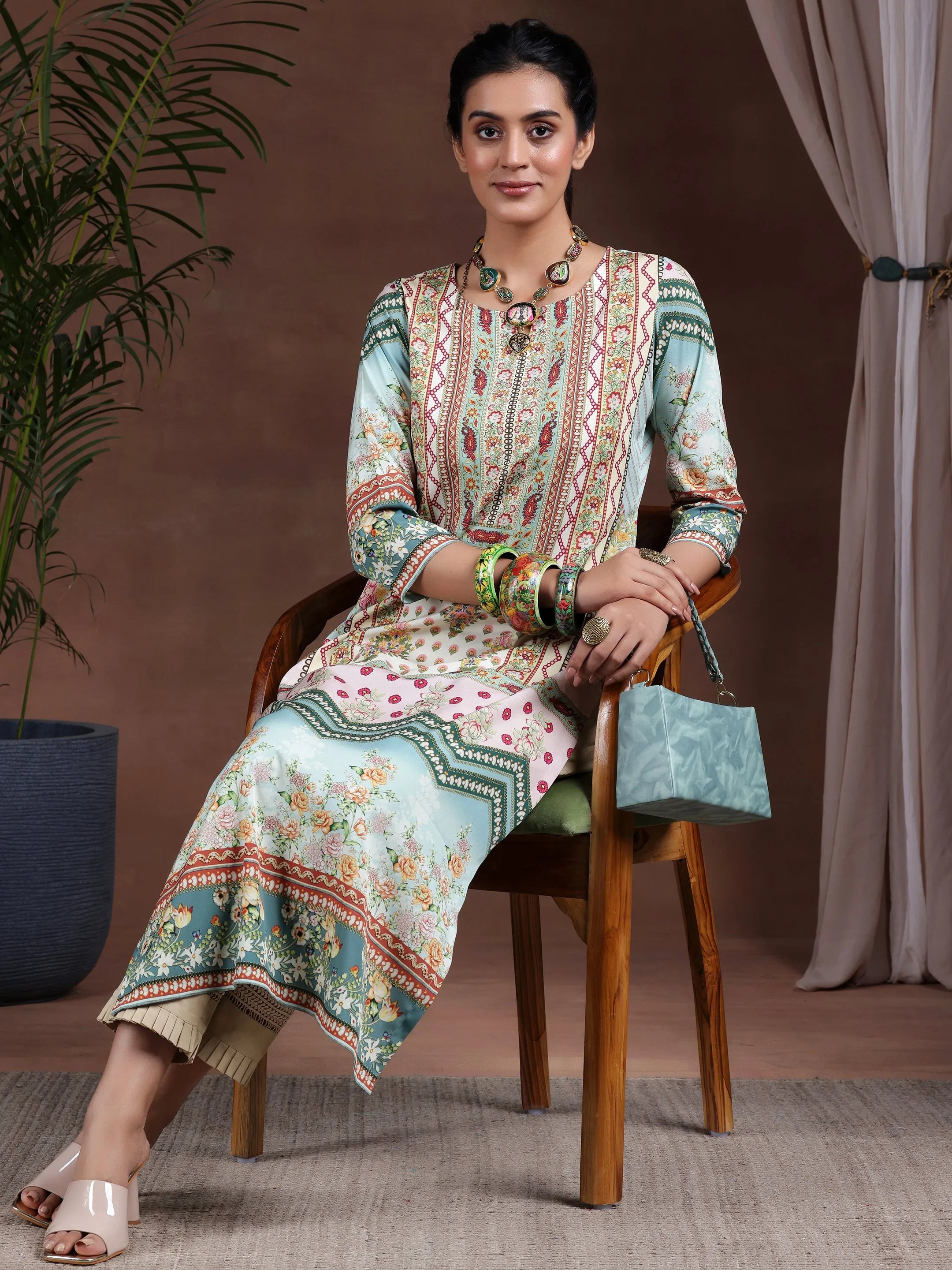 libas Gerua Sea Green Printed Crepe Straight Kurta-picture-62