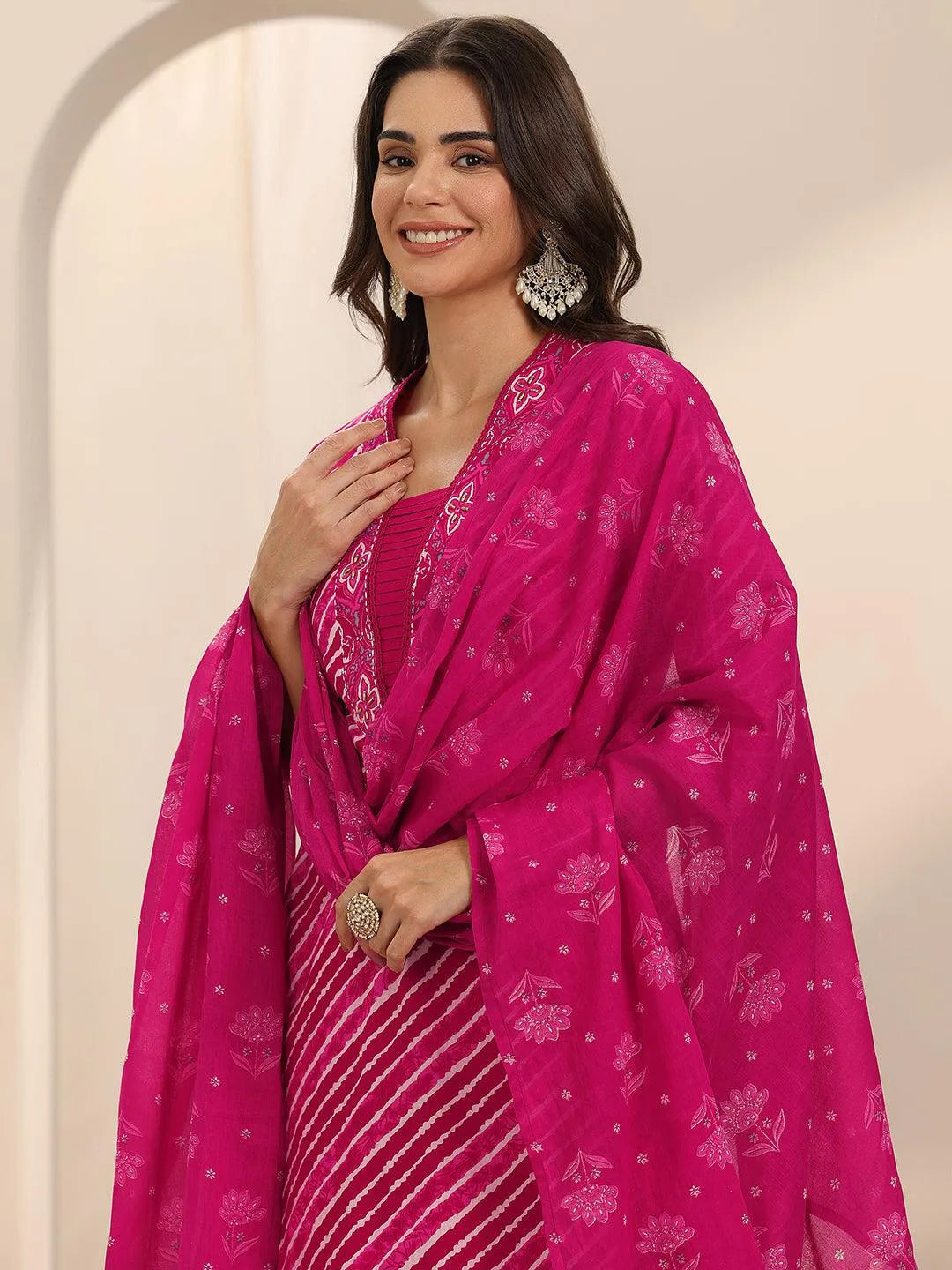 libas Pink Printed Cotton Straight Suit Set With Dupatta-picture-33
