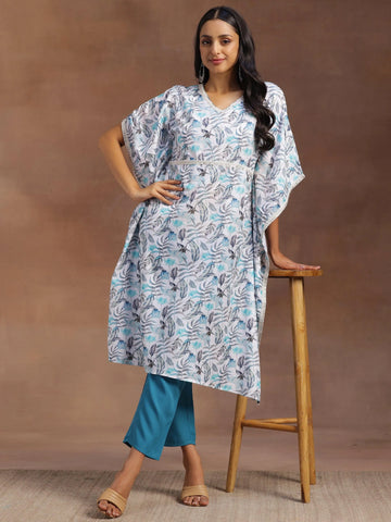 Cream Printed Silk Blend Co-Ords