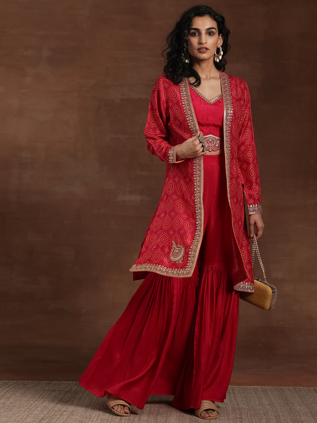 libas Pink Embroidered Silk Blend Co-Ords-picture-52
