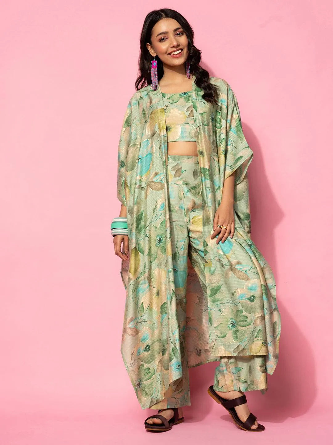 Green Printed Cotton Co-Ords - Libas 