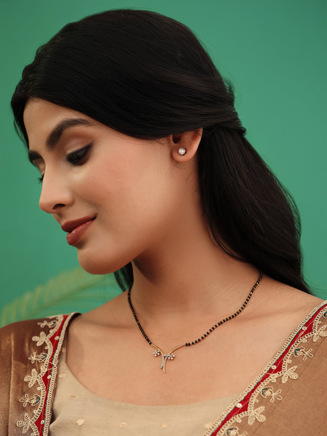  Libas Gold Plated Mangalsutra with Floral Pendant 