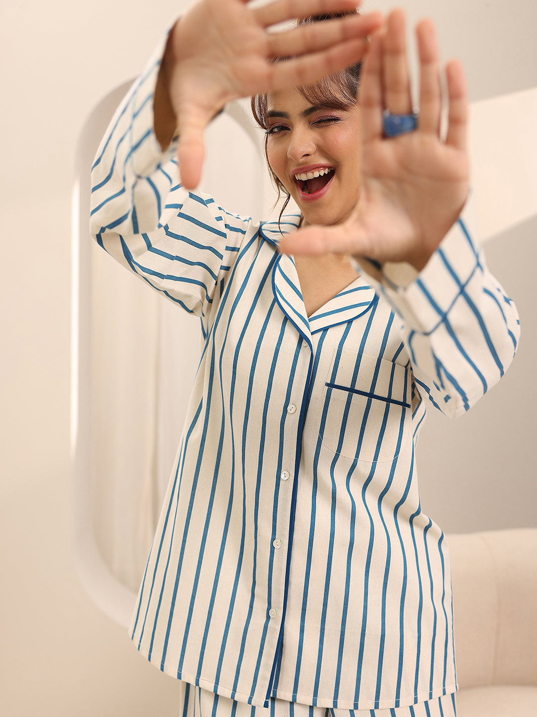 Off White Printed Cotton Night Suits-image-28