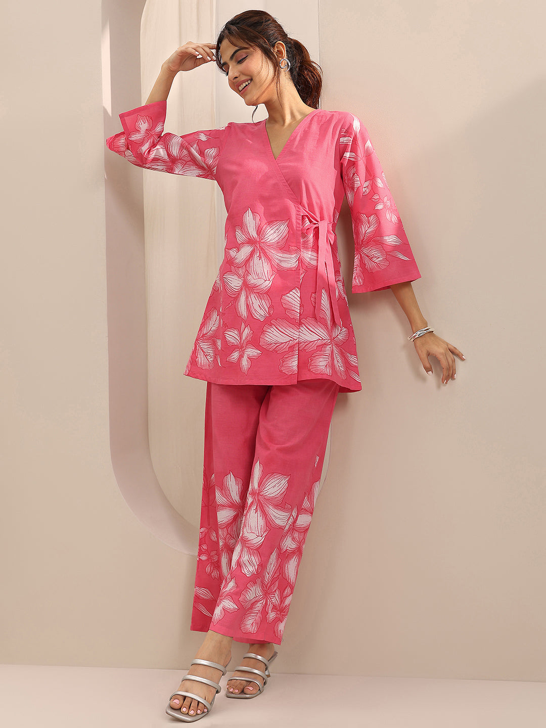 Pink Printed Cotton Co-Ord Sets-image-13