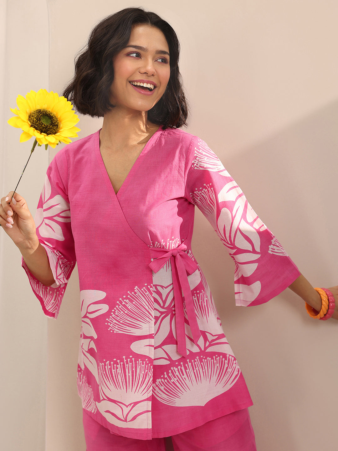Pink Printed Cotton Co-Ord Sets-image-12