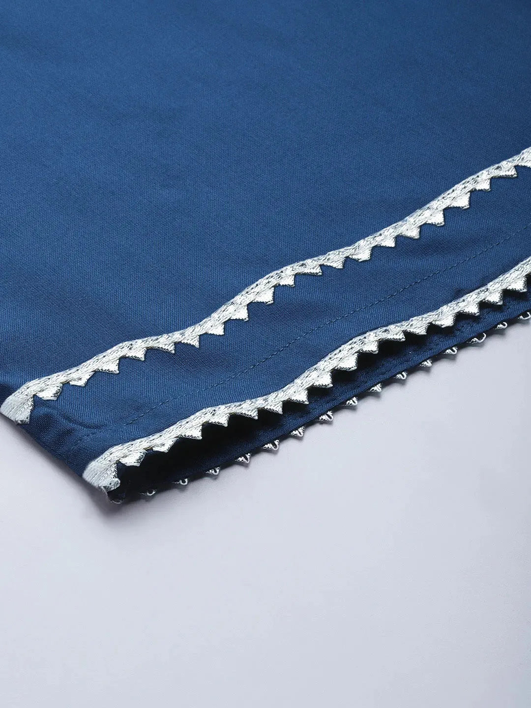  Blue Embroidered Rayon Straight Kurta With Palazzos & Dupatta 