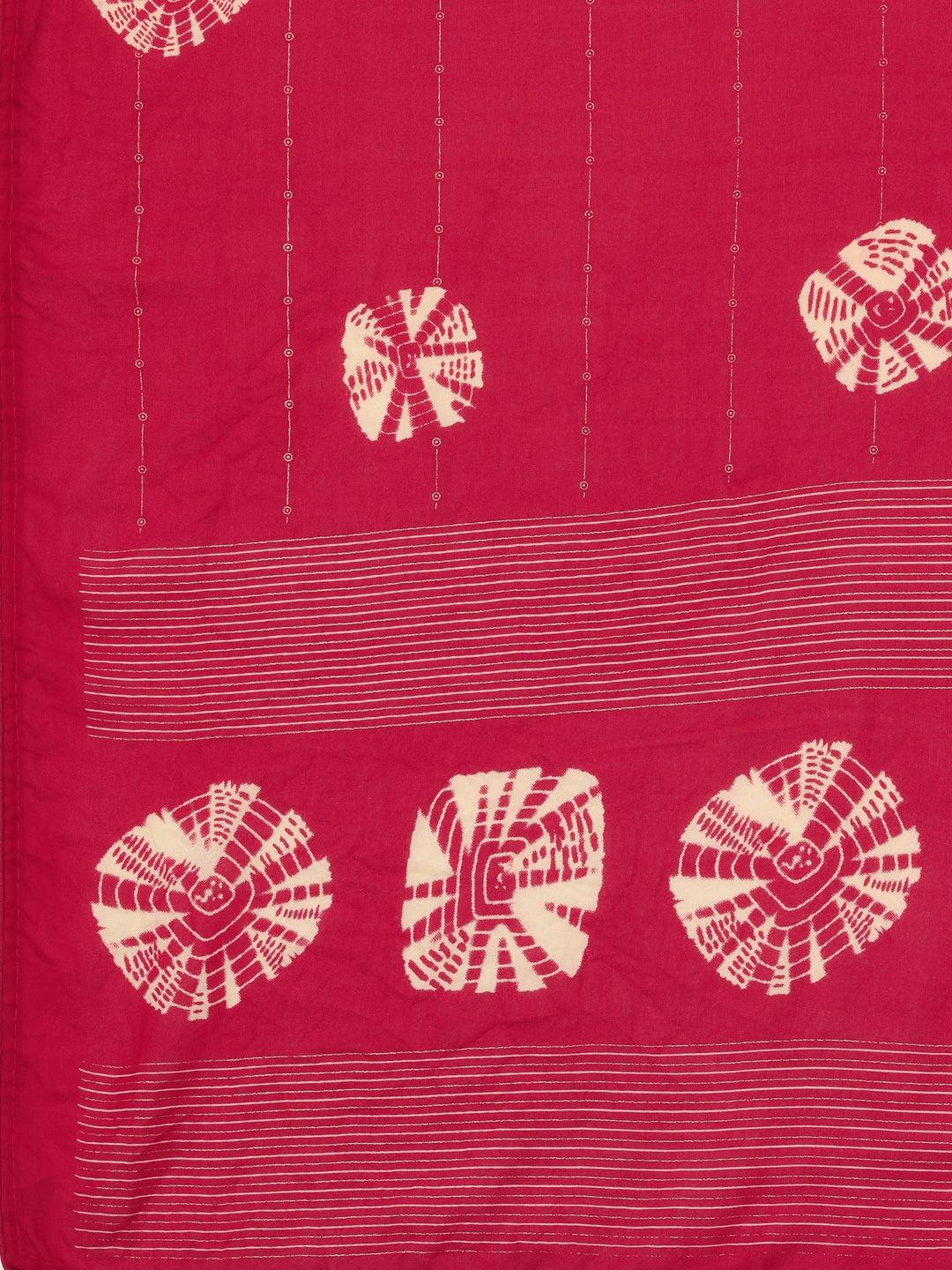 Red Printed Poly Chiffon Saree With Unstitched Blouse Piece - Libas 