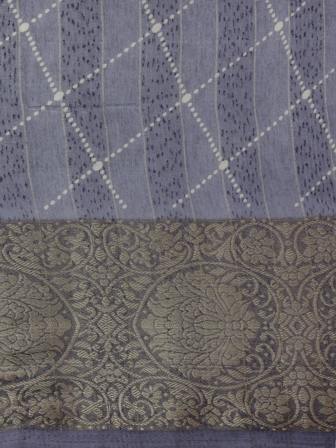 Blue Lilac Printed Silk Blend Saree With Unstitched Blouse Piece - Libas 