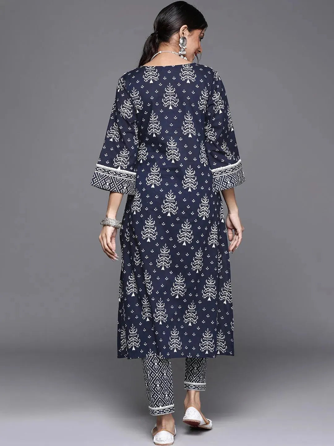 Blue Printed Cotton Kurta - Libas 