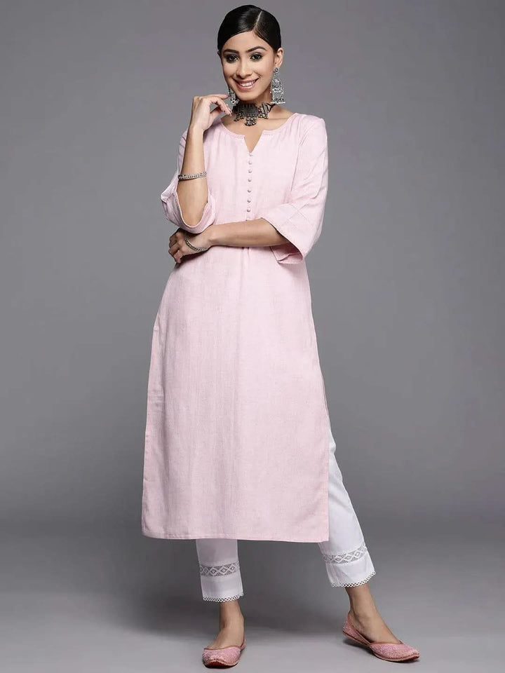 Pink Solid Rayon Kurta - Libas