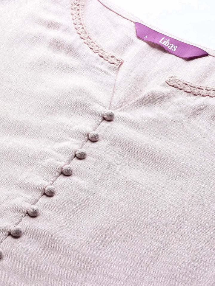 Pink Solid Rayon Kurta - Libas