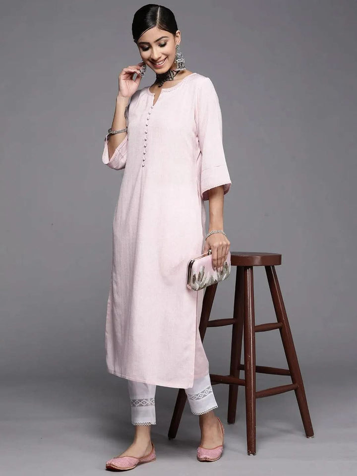 Pink Solid Rayon Kurta - Libas