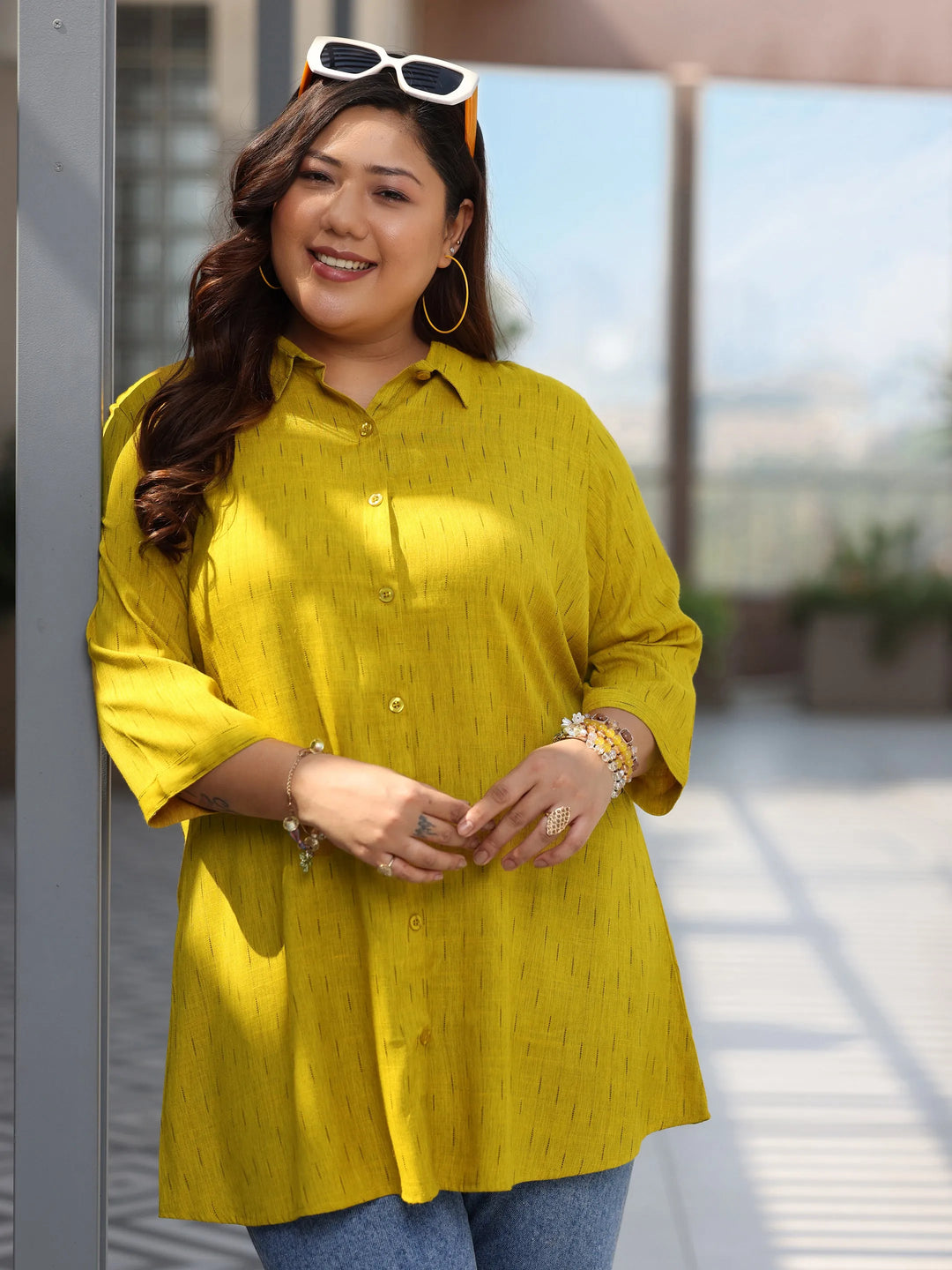  Plus Size Mustard Solid Rayon Straight Kurti 