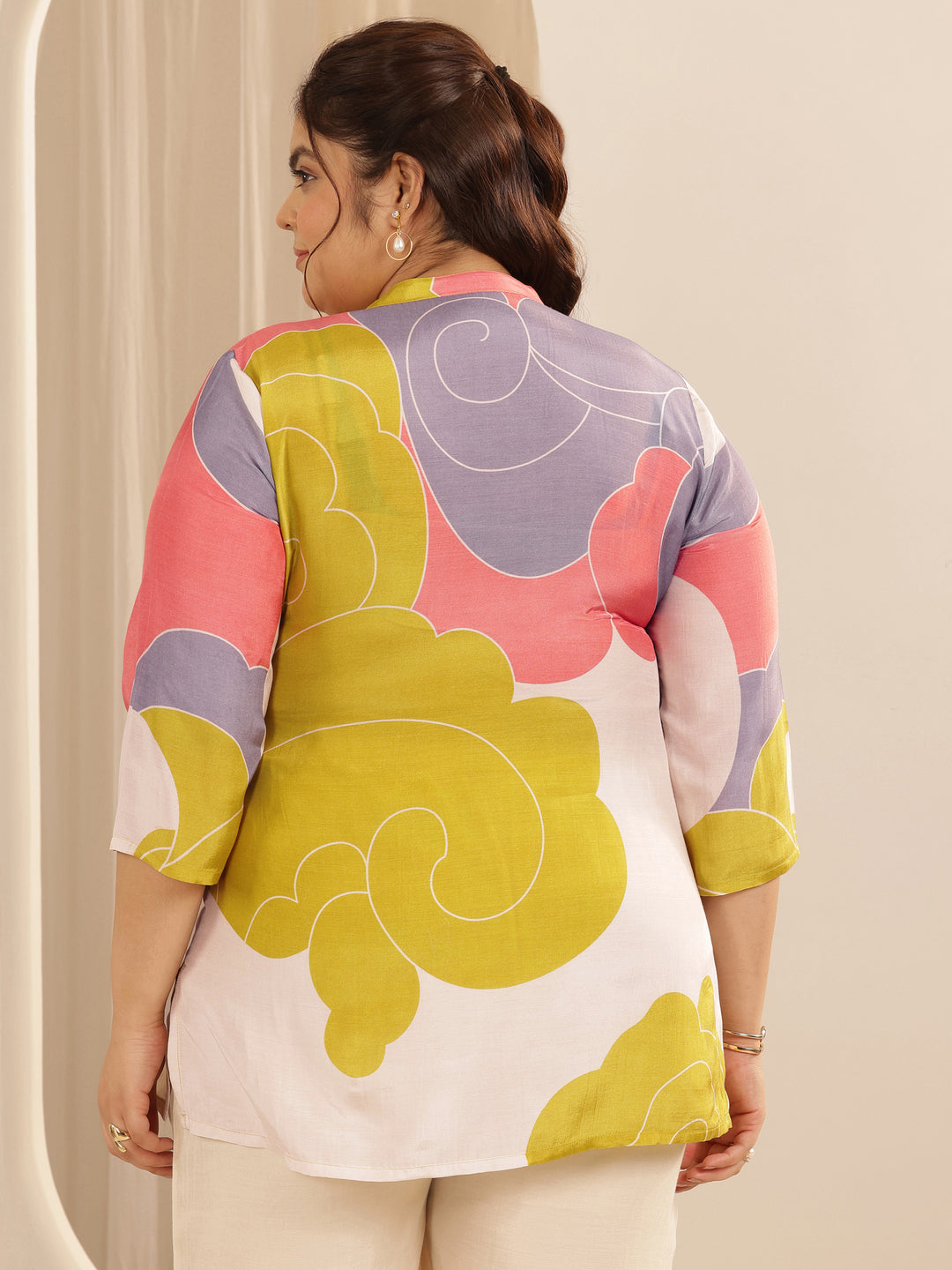  Plus Size Multi Printed Muslin Straight Short Kurti 