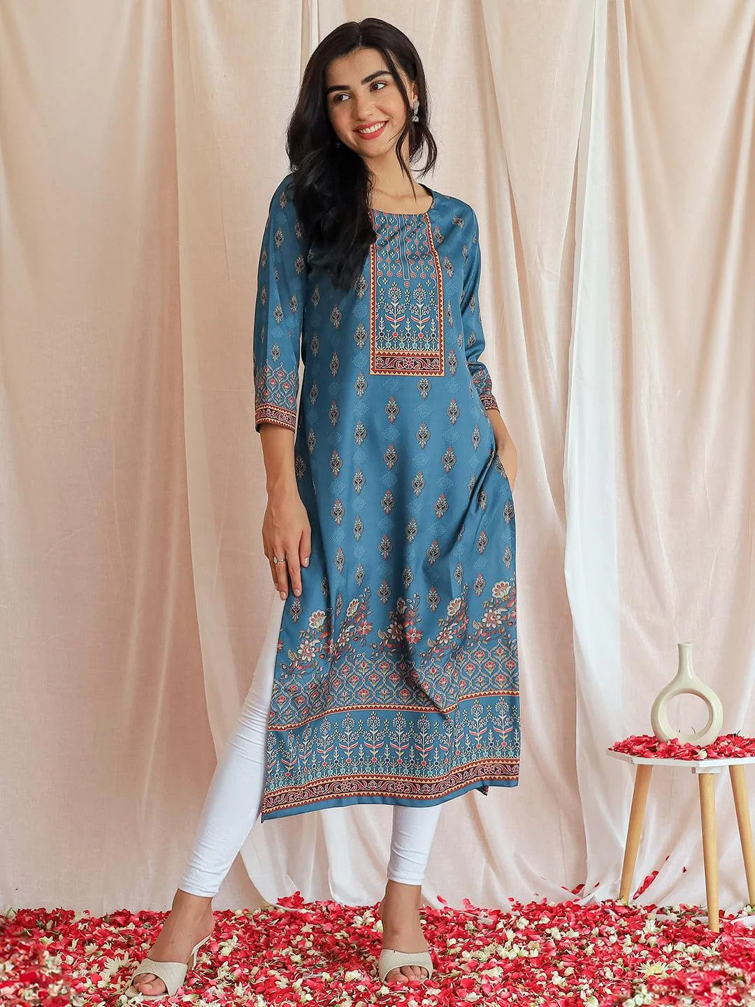 libas Blue Printed Crepe Straight Kurta-picture-26