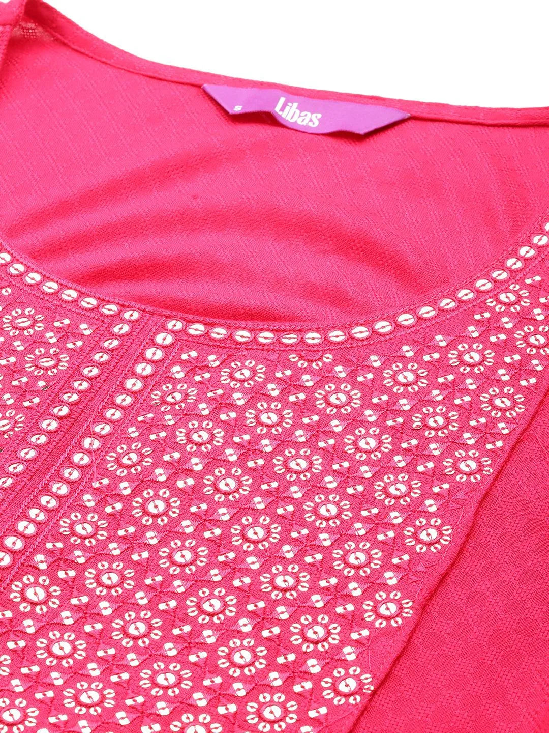 Pink Yoke Design Rayon A-Line Kurta - Libas 