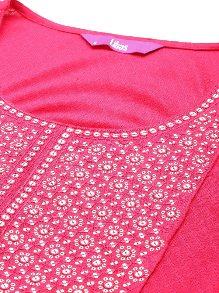 Pink Yoke Design Rayon A-Line Kurta - Libas