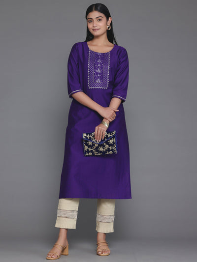 Fizaa Chikankari Kurti for Women With Pocket - Purple - House Of Kari  (Chikankari Clothing)