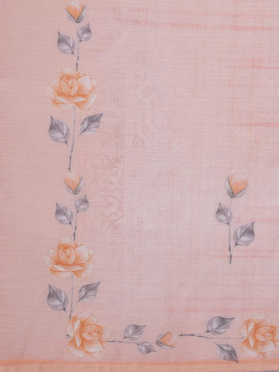 Peach Printed Linen Straight Suit With Dupatta - Libas 