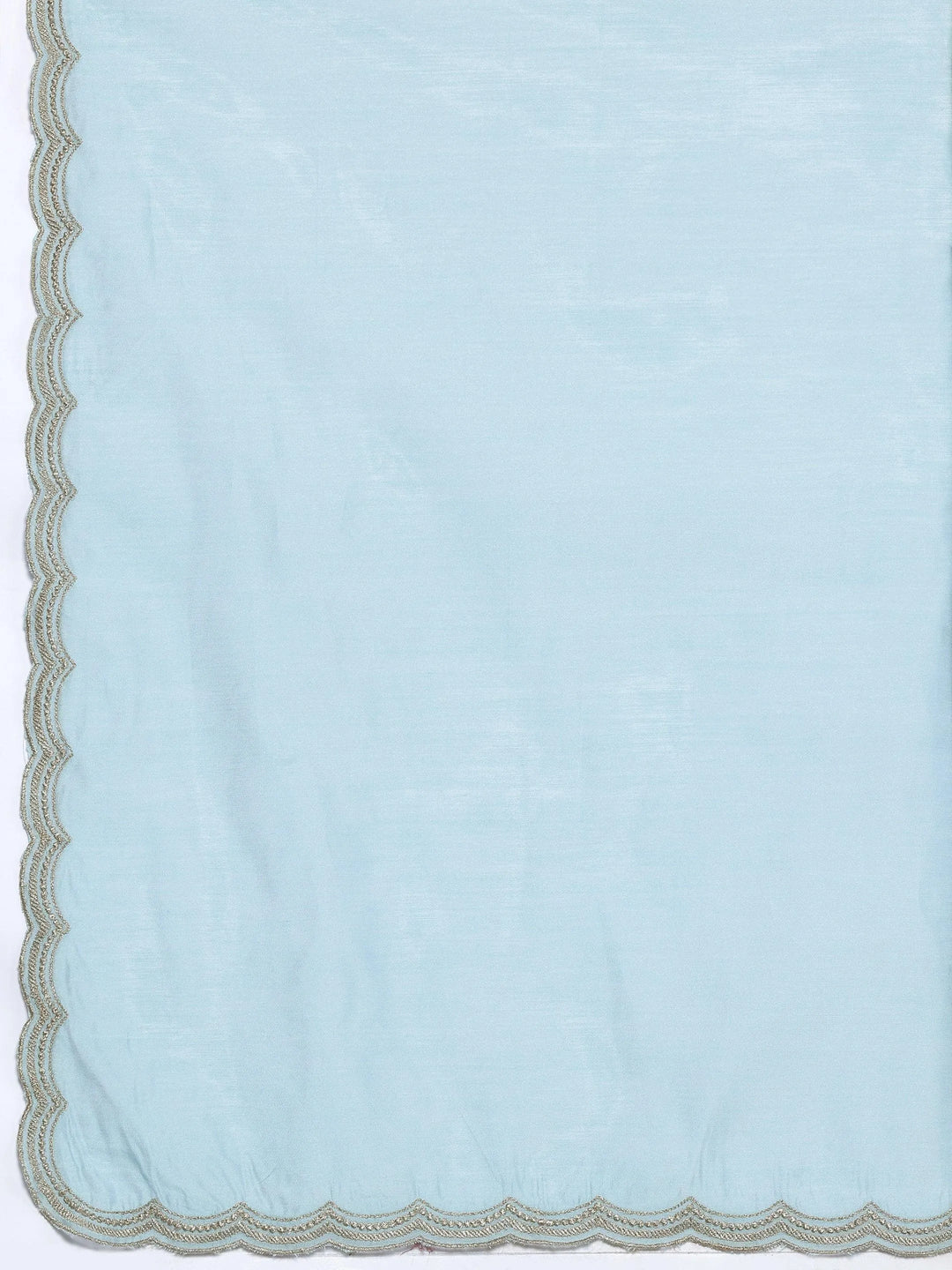 Blue Embroidered Chanderi Silk Straight Suit With Dupatta - Libas 