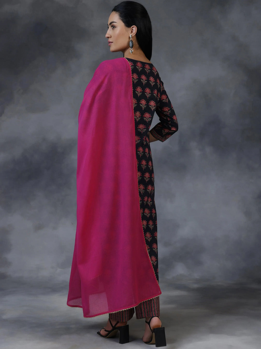 Blue Printed Cotton Straight Suit With Dupatta - Libas 
