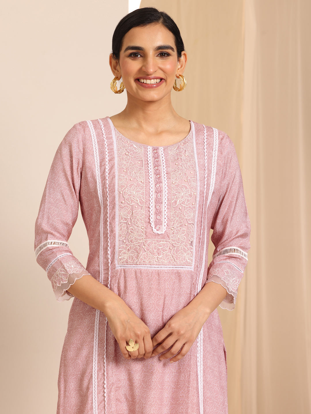  Peach Printed Chanderi Silk Straight Suit With Dupatta 