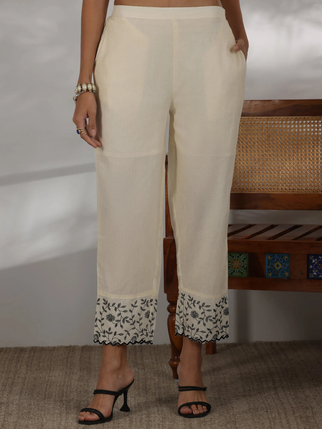  Off white Woven Design Cotton Straight Suit With Dupatta 