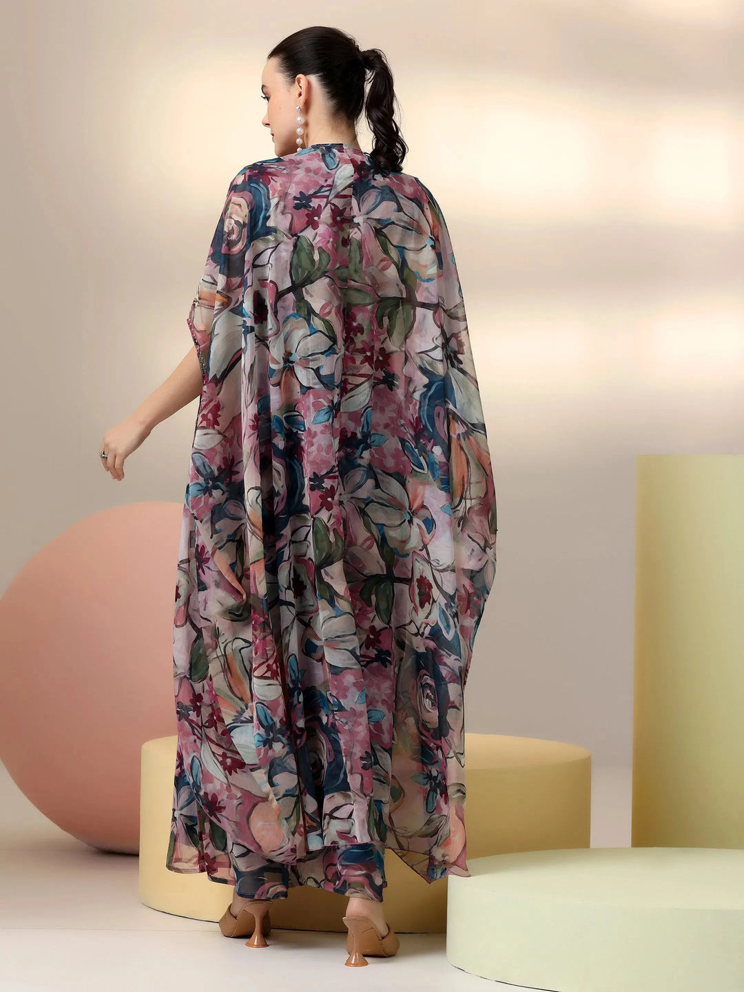  Multi Printed Polyester 3 Piece Co-Ords 