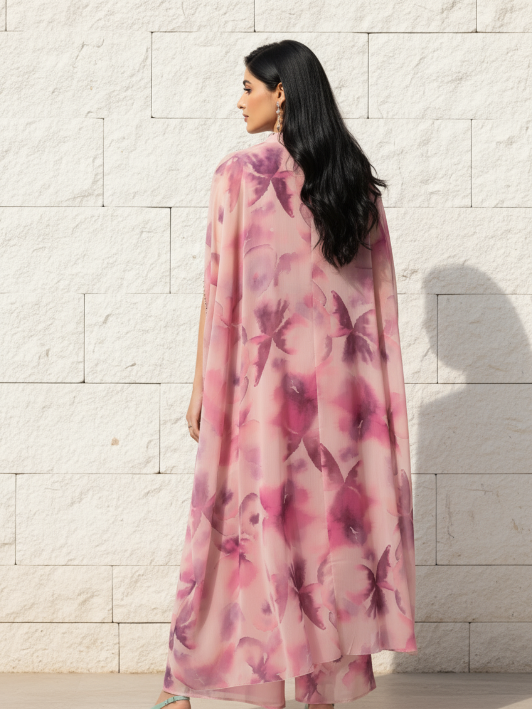  Pink Printed Polyester 3 Piece Co-Ords 