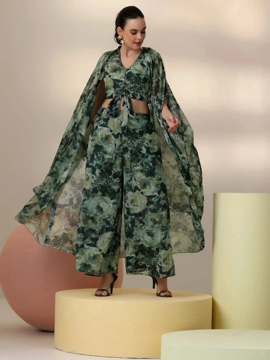 Multi Printed Polyester 3 Piece Co-Ords