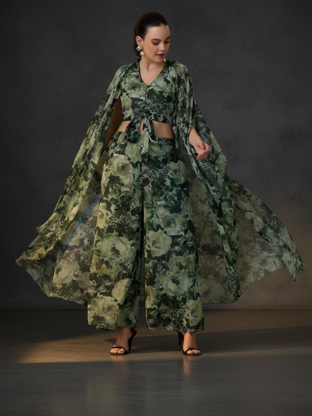 libas Green Printed Polyester 3 Piece Co-Ords-picture-23