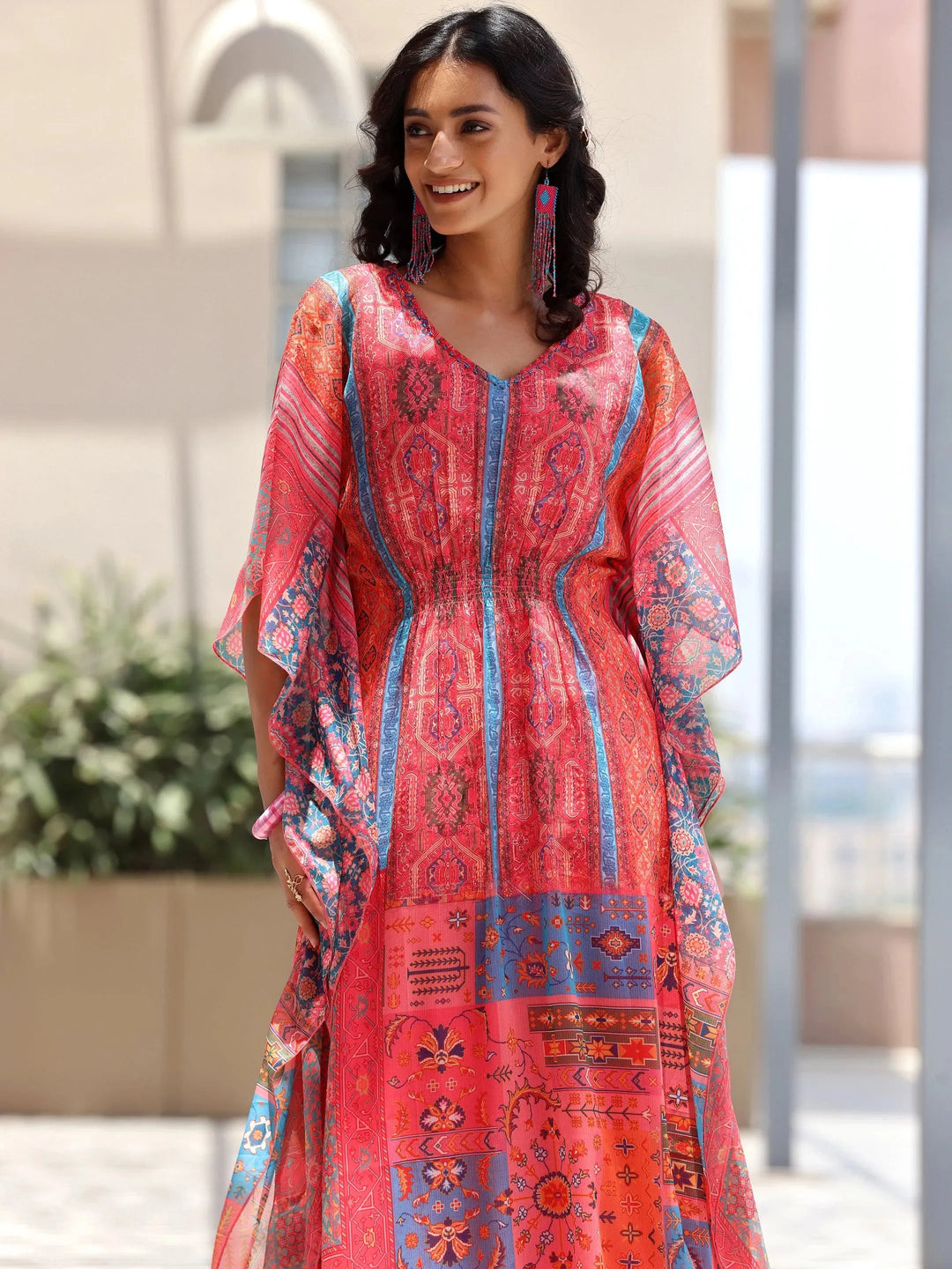  Pink Printed Chiffon 3 Piece Co-Ords 