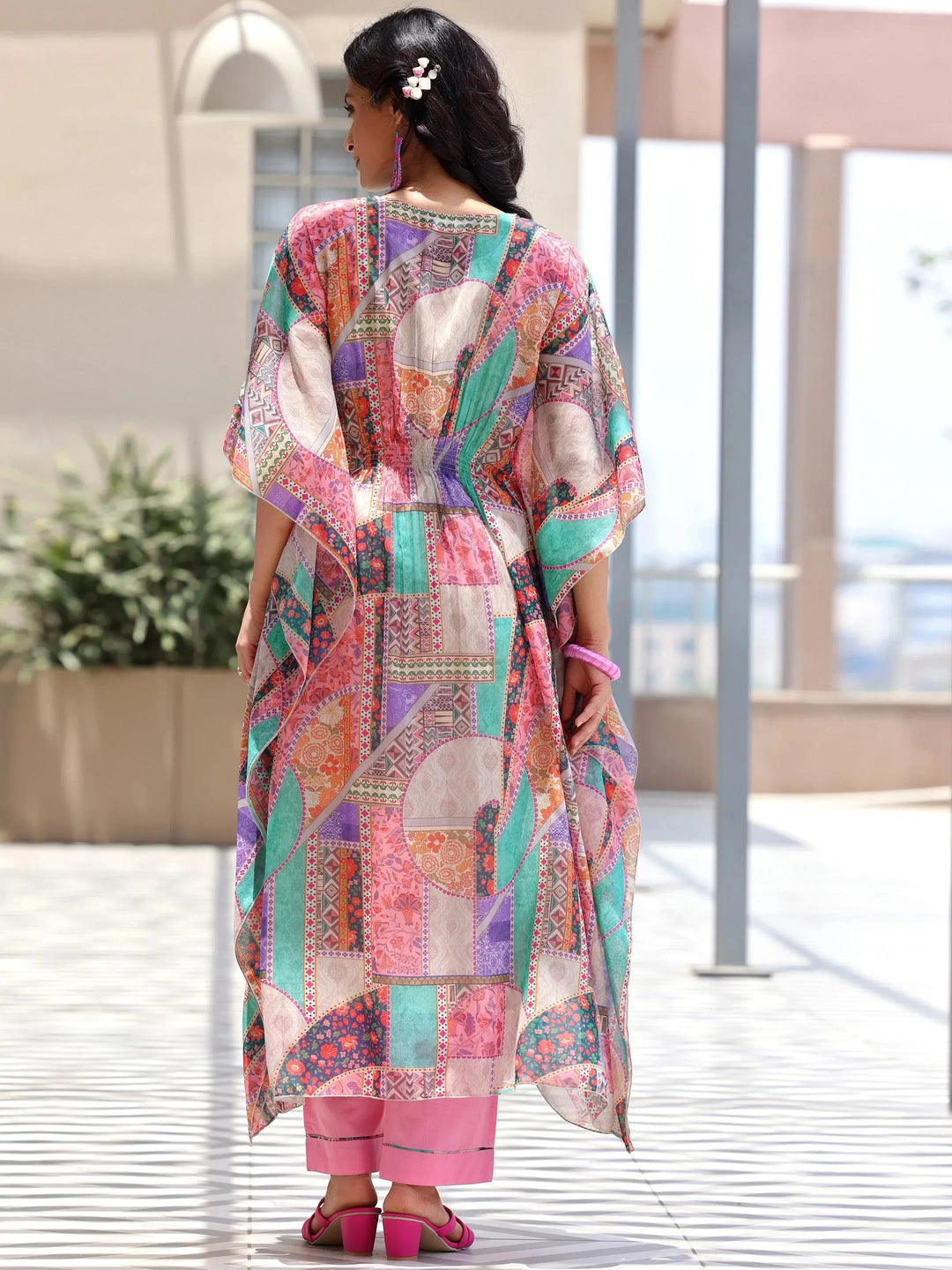  Multicoloured Printed Chiffon 3 Piece Co-Ords 