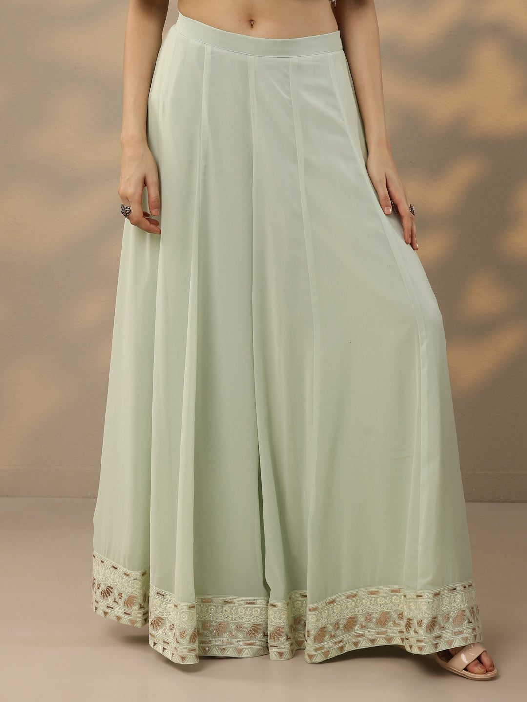  Libas Art Green Embroidered Georgette 3 Piece Co-Ords 