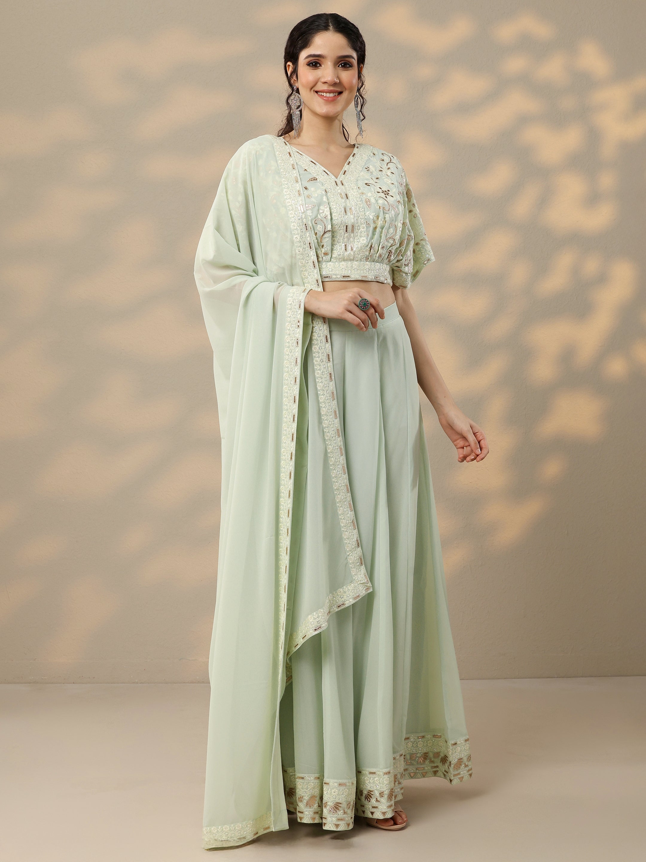 Libas Art Green Embroidered Georgette 3 Piece Co-Ords-picture-56