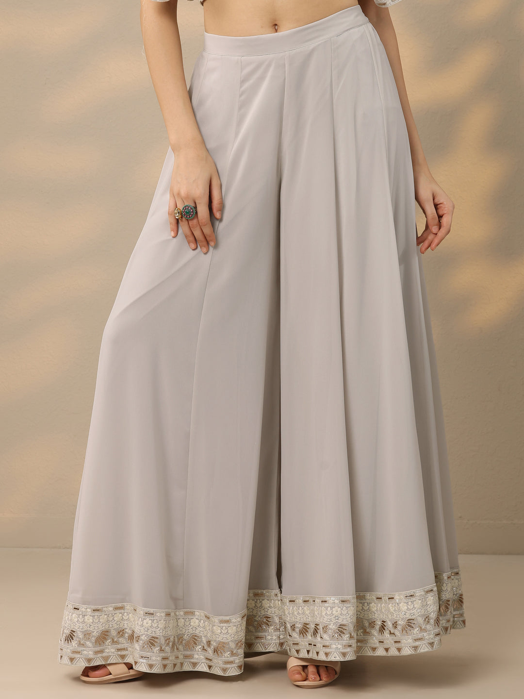  Libas Art Grey Embroidered Georgette 3 Piece Co-Ords 