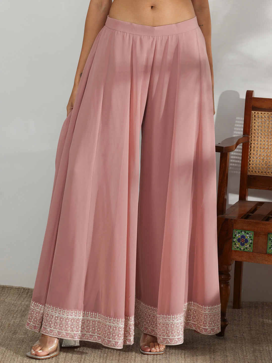  Libas Art Pink Embroidered Georgette Co-Ords 