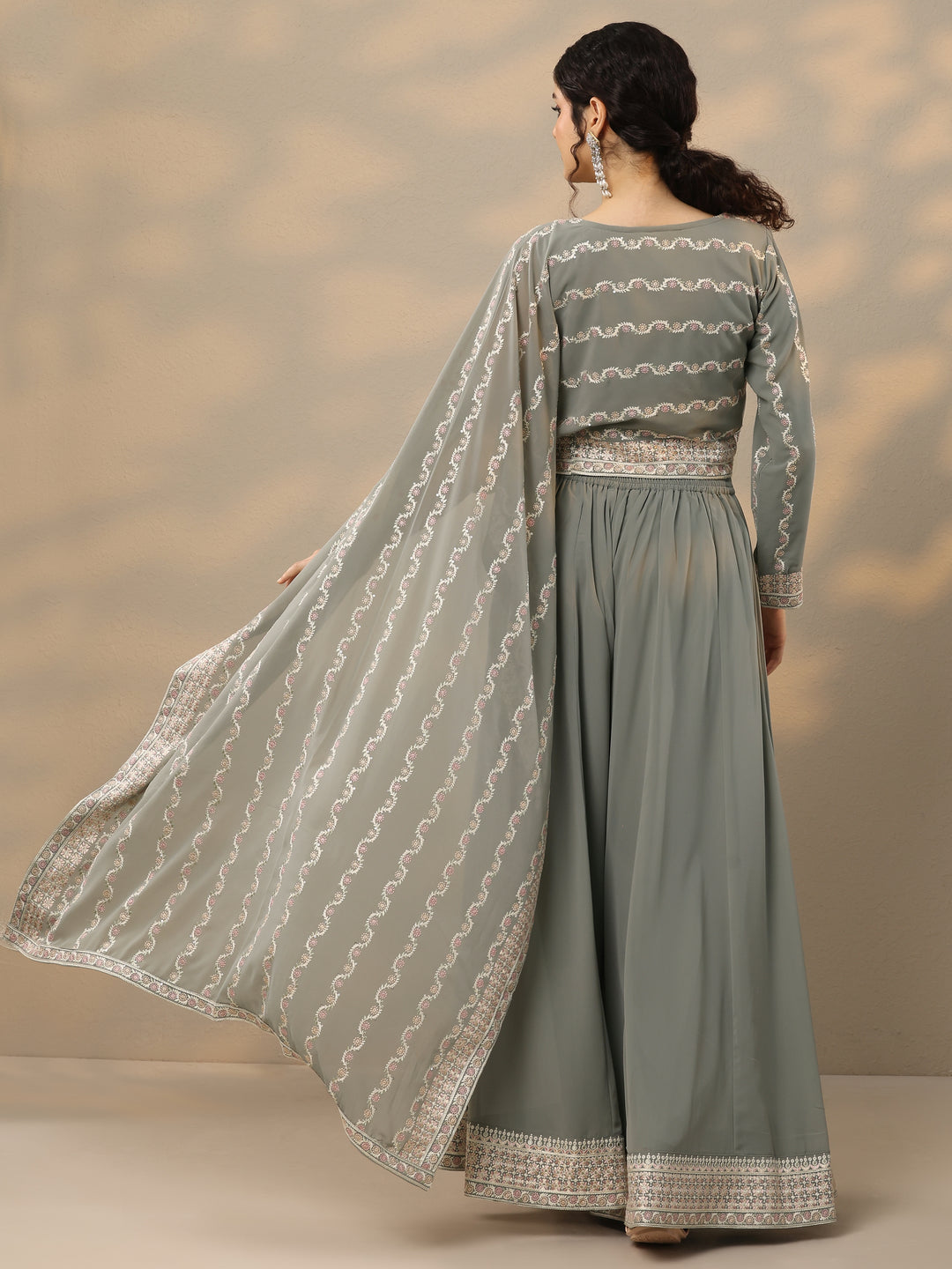  Libas Art Grey Embroidered Georgette Co-Ords 